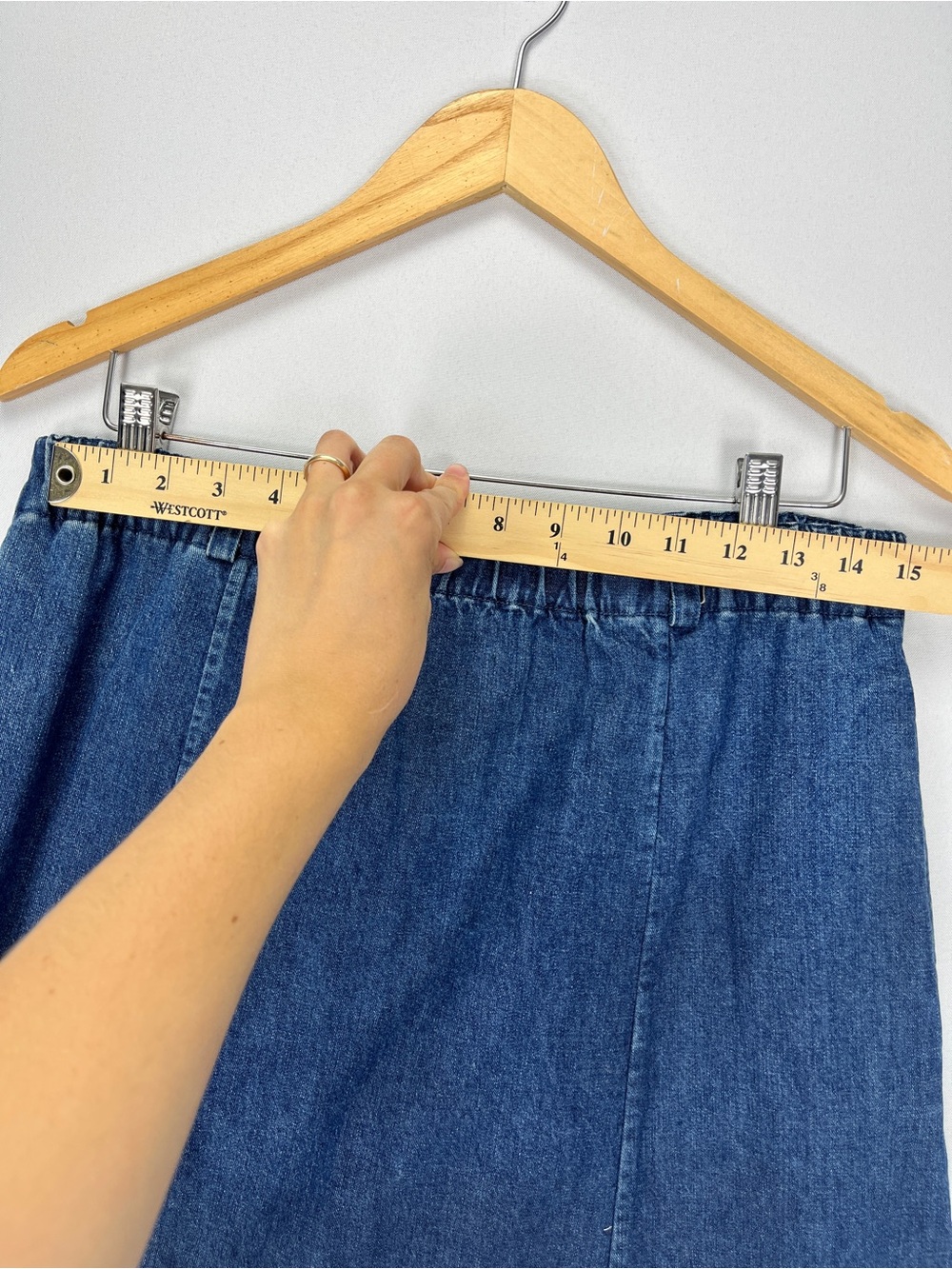 Orvis Denim Maxi Skirt Womens Size Small Medium Wash Jean Pockets 100% Cotton - Picture 6 of 7